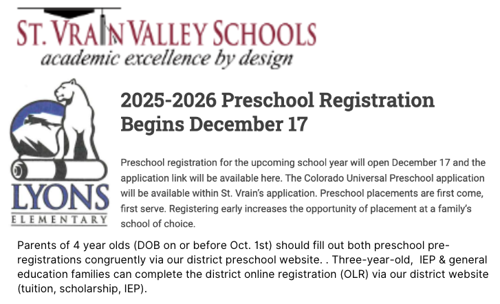 Preschool Registration 12/17